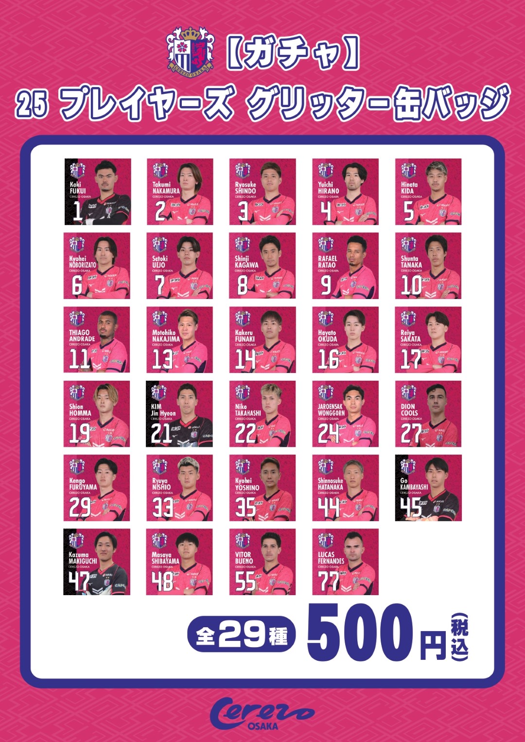 【セレッソ大阪】激レアコンフィット【BGパトゥム戦限定品】 セレッソ大阪】激レアコンフィット【BGパトゥム戦限定品】 応援